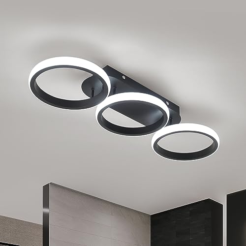 Kaniker Modern LED Ceiling Light 30W Cool White, 3-Ring Flush Mount Ceiling Lamp, Contemporary Indoor Lighting Fixture for Bedroom, Living Room, Kitchen, Dining Room, Hallway
