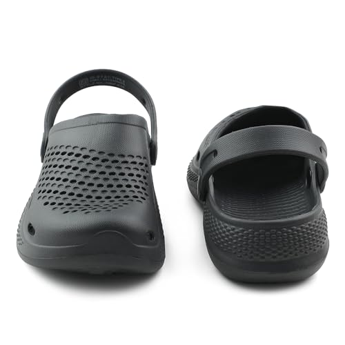 Image of Liberty A-HA GMF-02E Clogs for Men, Black & Grey | Casual Slip-On Slingback Clog for Walking & Outdoor Use | Solid Pattern, Trendy Stylish Fashionable Sandals with Lightweight