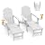 GREENVINES Adirondack-Chairs-with-Ottoman | Set of 2 | Folding | Retractable-Footrest | HDPE Plastic | All Weather Fire Pit Chair | Cup Holders | White | for Outdoor Poolside