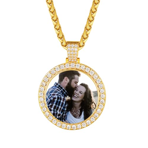 FindChic Creative Photo Necklace Personalized for Men Women Dog Tag/Square/Round/Angel Wing/Cat/Oval Shaped Stainless Steel/18K Gold Plated Picture Pendant Custom Text Memorial Jewelry, with
