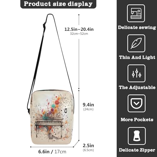 crossbody messenger bag Small Crossbody Bags For Women Cross Body Purse Adjustable Strap for Casual Casual- Piano Black Boho Style3
