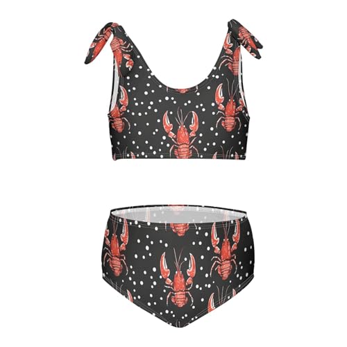 Wusikd Red Lobsters Girls Swimsuits Two Piece Dots Swimwear Bikini Set for for Girls Size 3T