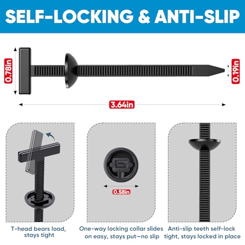 TEAWOO 100 Pcs Nylon Universal Cable Tie Buckles, High-Strength Self-Locking Zip Ties, Car Bumper Fender Retainers, Fasteners for Automotive Repair & Home Organization TEAWOO 100 Pcs Nylon Universal Cable Tie Buckles, High-Strength Self-Locking Zip Ties, Car Bumper Fender Retainers, Fasteners for Automotive Repair & Home Organization - Image 4