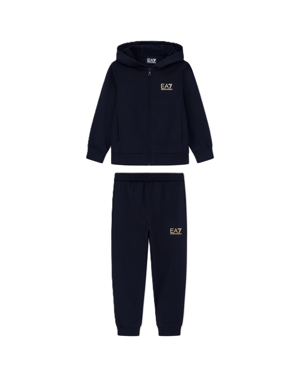 Ea7 Boys Black Tracksuit Core Identity Regular Fit In Cotton