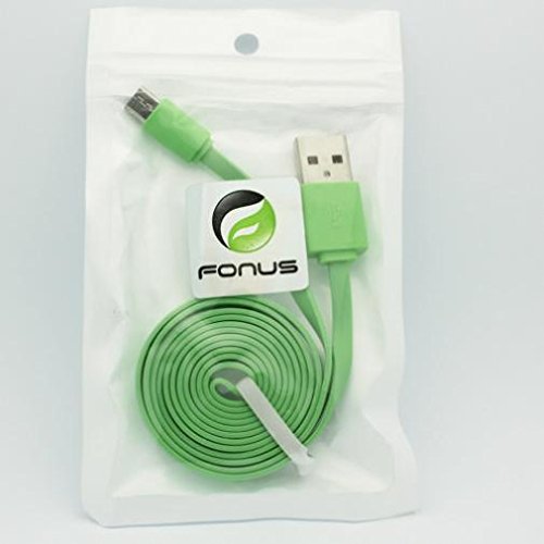 Green 6ft Long USB Cable Charger Sync Power Wire Data Transfer Cord Micro-USB for Cricket ZTE Overture 3 - Cricket ZTE Sonata 2 - Cricket ZTE Source - MetroPCS Alcatel Evolve 2