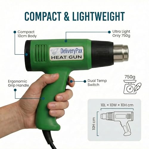 Image of 2000W Heat Gun with 20W Glue Gun & 10 Glue Sticks WITH 6 MONTHS WARRANTY | Adjustable Temperature | Ideal for Industrial Use, Shrink Wrap, PVC, Paint Removal & DIY