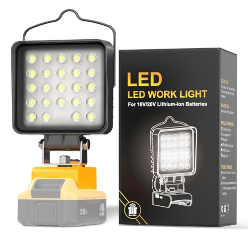 LANKA LED Work Light for Dewalt 20v Max Battery - Upgraded 48W 7200LM Cordless Work Light w/USB & Type C Charging Port 180° Adjustable Angle Portable Flood Light Flashlight, Fathers Day Presents