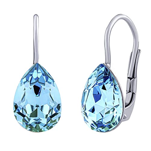 SILVEGO Damen Ohrringe aus 925 Sterling Silber mit Swarovski Crystals Tropfen Blau Cover
