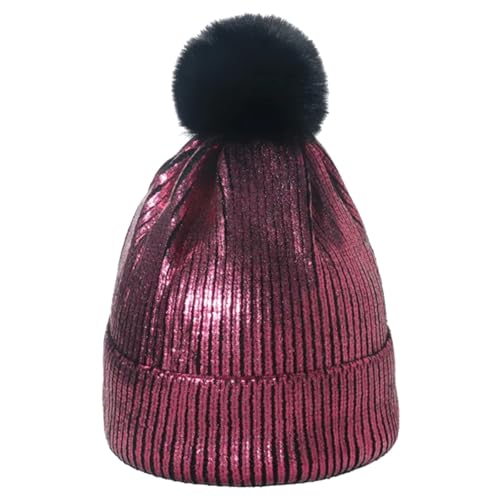 Gorro de punto con pompón de invierno para hombre y mujer cálido suave