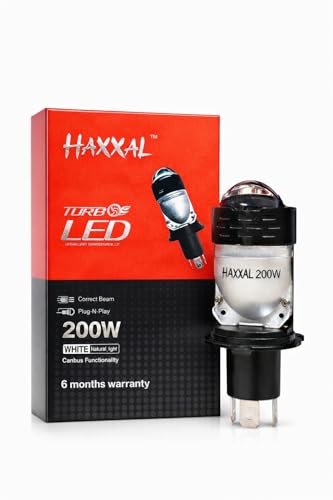 Image of H4 Projector LED Headlight Bulb 200W - Ultra Bright 6000K Sky White Turbo LED Luma-Beam Technology Anti-Glare for Car Motorcycle Bike | 200W, 6000K Sky White, Turbo LED Luma-Beam Technology, Anti-Glare, For Bike & Car