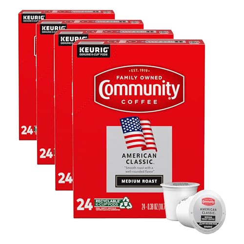 Image of Community Coffee American Classic 24 Count Coffee Pods, Medium Roast, Compatible with Keurig 2.0 K-Cup Brewers (Pack of 4)