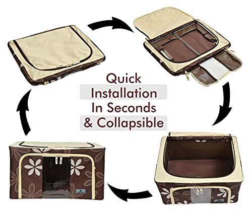 Image of Yellow Weaves Foldable Cloth Storage Box /Wardrobe Organizer 66 LTR, 2 pieces, Brown