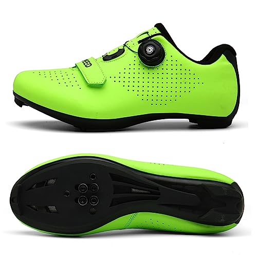 Fahrradschuhe für Männer und Frauen Mountainbike Schuhe SPD Schnalle Mountainbike Schuhe Rennrad Schuhe Entsperren Schuhe (46,Grün)