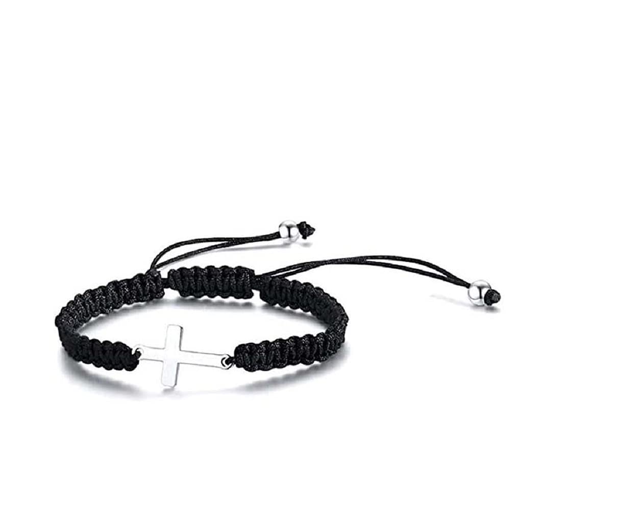 nobrandCOLORFULBLING Cross Bracelet for Women, Ankh Cross Adjustable Nylon Rope Christian Handmade Braided Bracelet for Men Women