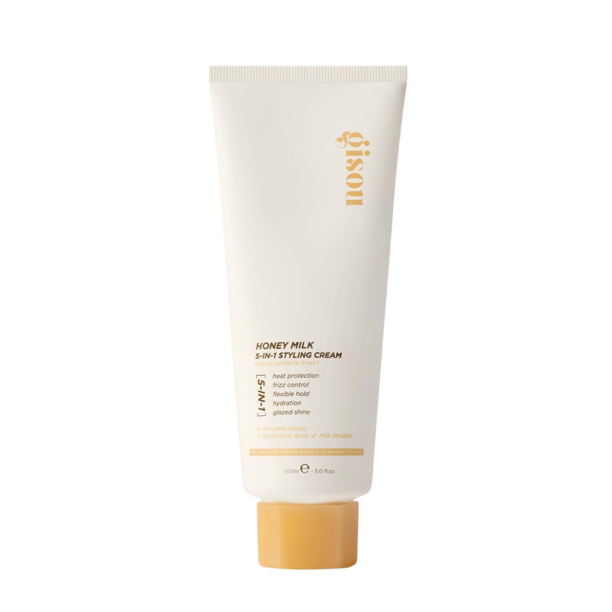Gisou Honey Milk 5-in-1 Styling Cream - Heat Protection, Hydration, Frizz Control, Glazed Shine & Flexible Hold with Mirsalehi Honey & Hydrolyzed Milk