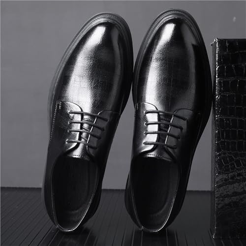Men's Casual Dress Shoes Business Low Cut Autumn Formal Shoes English Style Groom Wedding Shoes Comfortable Stylish Classic Office Shoes(8.5)3