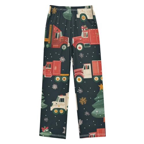 ZZXXB Xmas Tree Trucks Boys Long Pants Soft Trousers Elastic Waist Kids Lounge Bottoms with Pockets S-XL