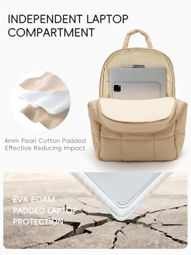 Image of WESTBRONCO Puffer Laptop Backpack for Women Travel Backpack for Women Airplane Approved Backpack with 16'' Laptop Compartment
