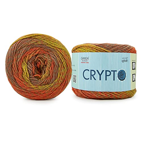 Image of Ganga Acrowools Crypto -100% Acrylic Yarn, Hand Knitting and Crochet Yarn, Pack of 2 Balls - 100gm Each. Shade no - PTT5245