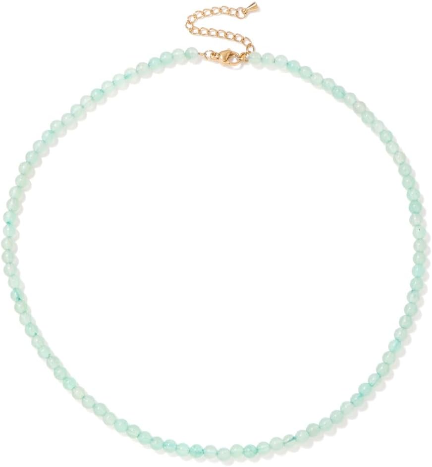 Crystal Necklaces for Women 4mm Handmade Natural Stone Choker Beaded Necklace Healing Crystal Necklace Gemstone Necklace Crystal Bead Necklace for Women