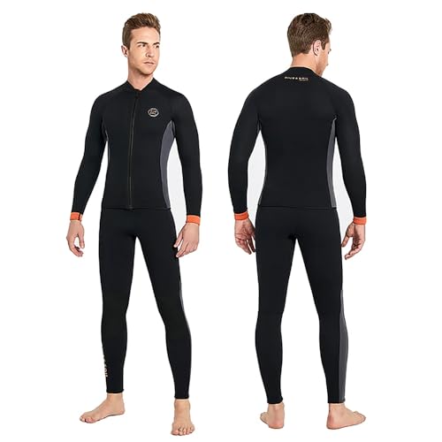 WYYHAA 3MM Neoprene Two Piece Wetsuit, Diving Suit Top and Bottom for Men Women Snorkeling Scuba Diving, Keep Warm, UV Protection,Men,M - Thumbnail 2