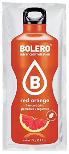 Bolero- Sugar Free Drink Mix Packets Red Orange Fruit Flavors | Powdered Flavored Water Packets | 12 Large Sachet On The Go Packets