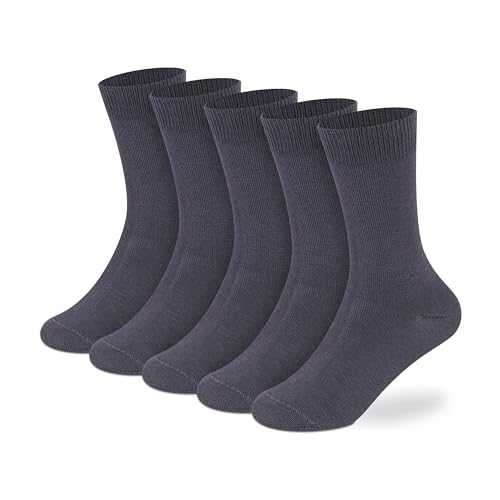 Image of Supersox Regular Length School Uniform Socks for Kids | Breathable Cotton | Anti-Odour & Moisture Absorbent | Durable Welt for All-Day Comfort | Grey Colour | Pack of 5