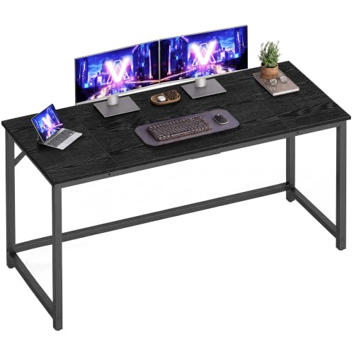 Image of VASAGLE Computer Desk, Steel Frame Gaming Desk for Home Office, 55.1 Inch | Office Desk, Gaming Table For Study, Work, Gaming, Writing, Bedroom, Living Room, Black ULWD214B101