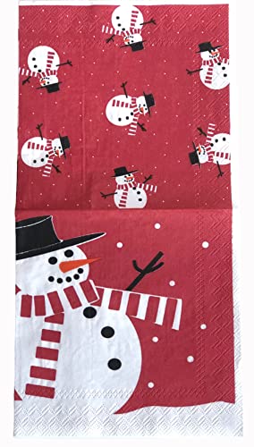 Mesafina 40cts 5x5 Snowman Napkins Snowman Red Winter Cocktail Napkins Decoupage Napkins Paper Decorative Paper Napkins Red Paper Napkins for Party Buffet, Multicolor