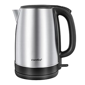 COMFEE’ 1.7L Stainless Steel Electric Tea Kettle, BPA-Free Hot Water Kettle Electric with LED Light, Auto Shut-Off and Boil-Dry Protection, 1500W Fast Boil Electric Kettle