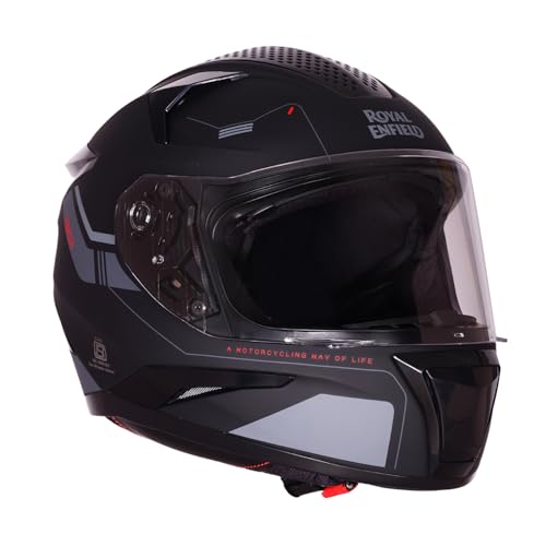 Royal Enfield AIR-X 1901 Full Face Helmet | Certification: ISI & DOT | High Impact Grade ABS Shell |Multipore Ventilation System | Aerodynamic Design with Aggressive Styling | Black (L) 60 CM