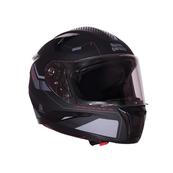 Royal Enfield AIR-X 1901 Full Face Helmet | Certification: ISI & DOT | High Impact Grade ABS Shell |Multipore Ventilation System | Aerodynamic Design with Aggressive Styling | Black (L) 60 CM