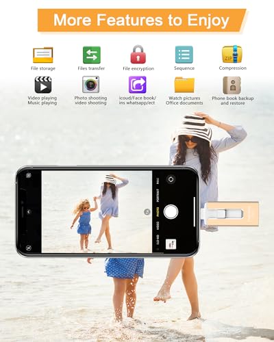 Image of USB Flash Drive 512GB, Photo Stick Memory External Data Storage Thumb Drive Compatible for Phone, Pad, Android, PC and More Devices (Gold)