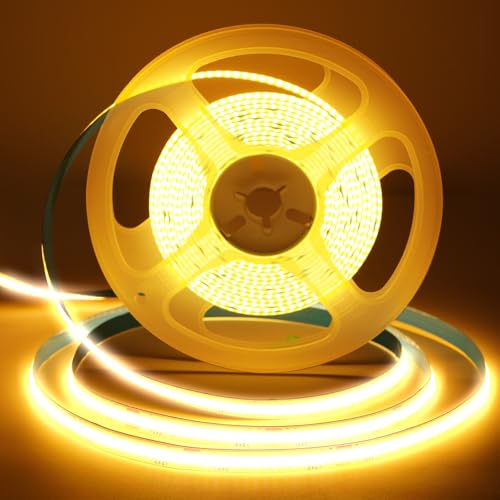 COB LED-strip 4M warm wit, LED-strip 2700K, 320 LED's/M, met RF-afstandsbediening, flexibele LED-stripverlichting, voor slaapkamer, tv, keuken, woonkamer, doe-het-zelf, zelfklevende lichtstrip