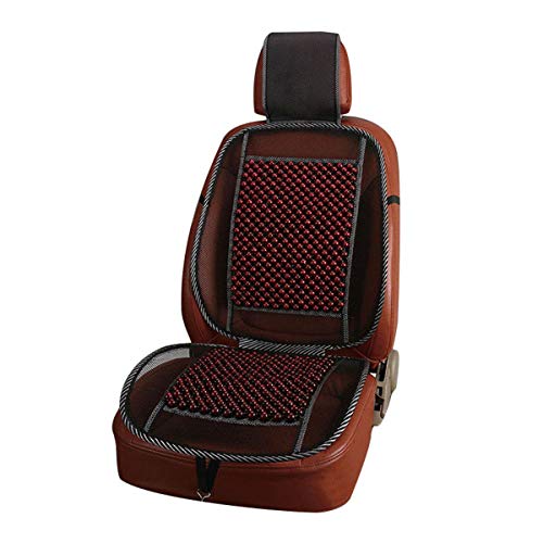Image of Wood Bead Car Seat Cover Cushion, Cooling & Breathing, Automotive Beaded Driver Seat Massager Cushion for Lower Back Pain