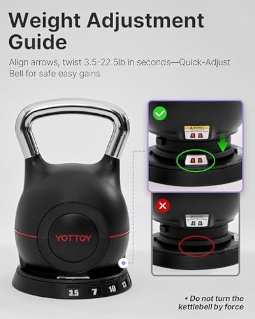 YOTTOY Adjustable Kettlebell,3.5-22.5LB Kettlebells Adjustable Set,Strength Training Kettlebells for Home Gym