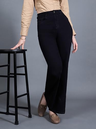 Image of Miss Chase Women's Wide-Leg High-Rise Regular-Length Stretchable Shaping Denim Jeans