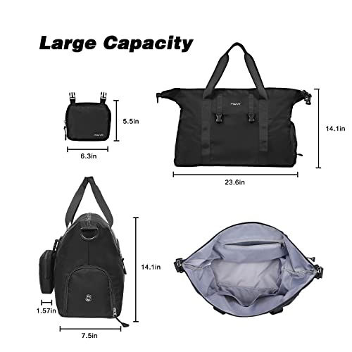 MOSISO Sports Gym Bag, Travel Duffel Bag Weekender Overnight Carry on, Lightweight Workout Fitness Duffel Bag for Men Women with Shoes Compartment & Small Case, Black2
