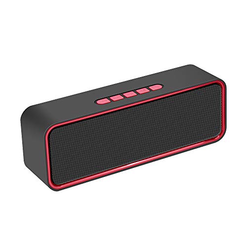 Bluetooth Lautsprecher, Tragbarer Wireless Bluetooth 5.0 Lautsprecher mit 3D-Stereo-HiFi-Bass, 1500-mAh-Akku, 12 Stunden Spielzeit (Rot)