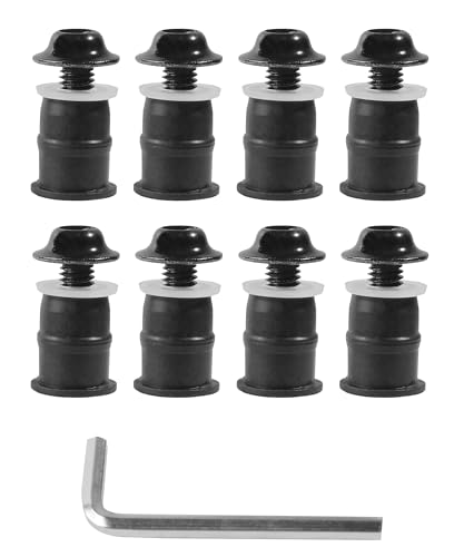 UNLRAE 10PCS Motorcycle Fairing Bolts Kit,Car Accessories Aluminum Motorbike Windscreen Screw Bolts Nuts Fastener Kit with Wrench,Suitable for Most Motorcycles,Sports Bikes,Dirt Bikes,Etc. (Black)