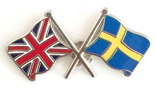 Emblems-GiftsUnion Jack & Sweden Flags Friendship Courtesy Enamel Lapel Pin Badge T265