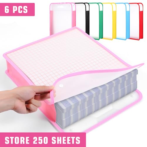 Image of 6 Pack Scrapbook Paper Storage, Clear Expanding Paper Folio with Handle, Portable 12 x 12 in Paper Storage Organizer for Holding Scrapbook, Vinyl Paper, Cardstock