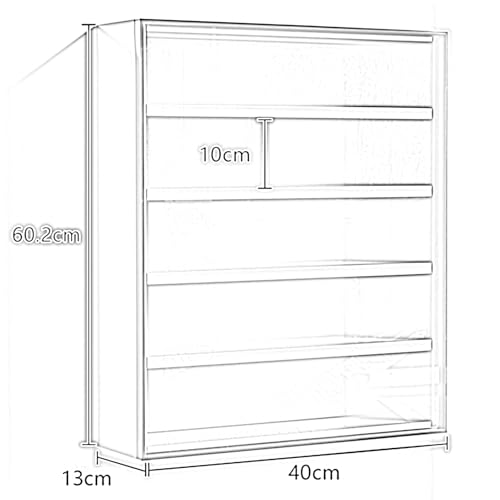 Etagere Vitrine mit Glastüren, 3/4/5/6/7 Etagen, für Sammlerstücke, Wandregal, Vitrine, Zuhause, Büro und Schlafzimmer, moderne schwarze Vitrine – Bild 3