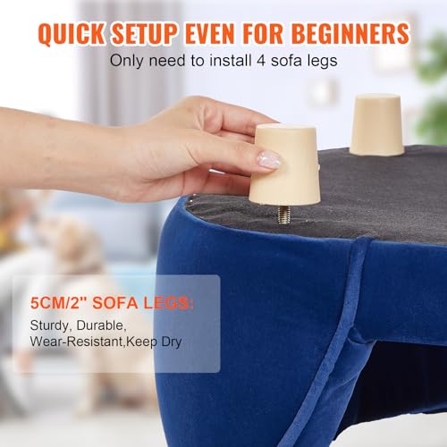 VEVOR Haustiersofa, Hundecouch für mittelgroße Hunde und Katzen, weiches samtiges Hundesofabett, 37 kg belastbares Katzensofa, Hundebett, Haustierbett Dunkelblau