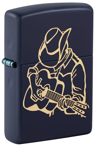 Zippo Encendedor Cowboy con Guitarra Azul Mate miniatura 1
