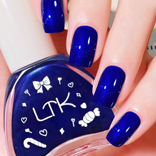 Esmalte de uñas azul, esmalte de uñas brillante de secado rápido, esmalte de uñas azul zafiro con acabado cremoso, resistente a chips de larga duración y color de uñas para manicura en casa (Royal Bla