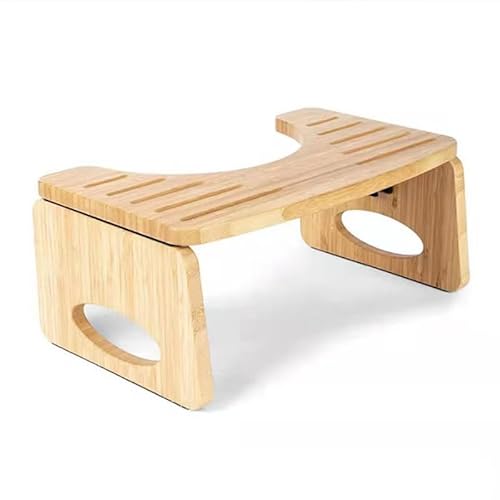 Tabouret Toilette Pliable en Bois de Bambou, Marche Pied Toilette, Marche Pied WC Stable Antidérapant Compact et Portable, Aide à Soulager la Constipation et Les Ballonnements, Adultes &amp; Enfants