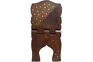 Intricately Crafted Wooden Holder for Sacred Texts: Perfect for Quran, Geeta, and Bible