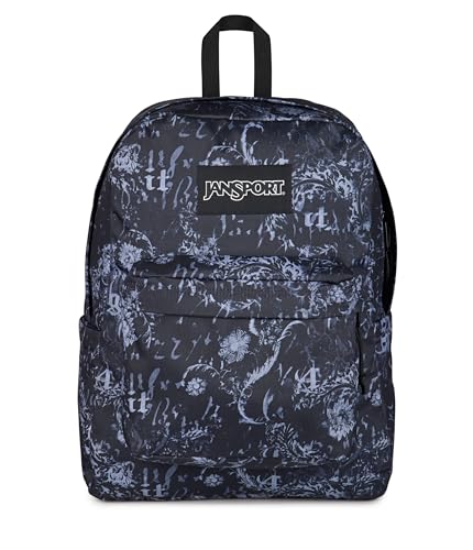 Image of JanSport SuperBreak Plus Backpack with Padded 15-inch Laptop Sleeve and Integrated Bottle Pocket - Spacious and Durable Daypack for Work and Travel, Afflicted Black /Charcoal /Dk Grey