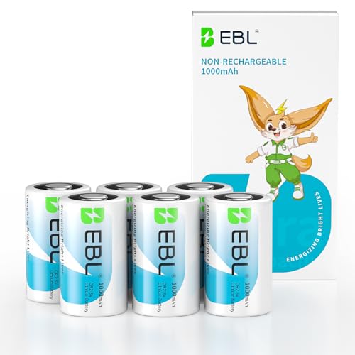EBL CR2 3V Lithium Batteries 6-Pack, 1000mAh, 10-Year Shelf